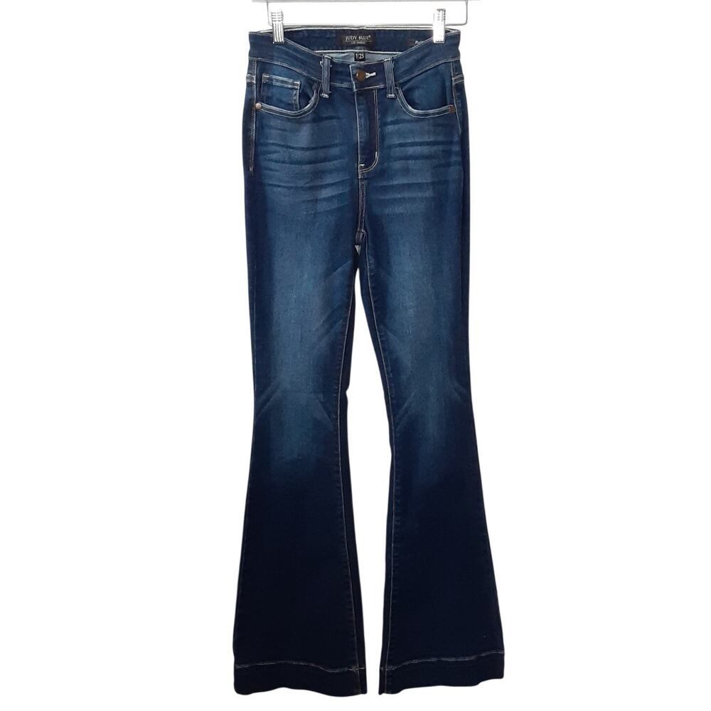 Judy Blue Flare Jeans Dark Wash Stretch Denim High Rise Bootcut Womens 25 Hippie
